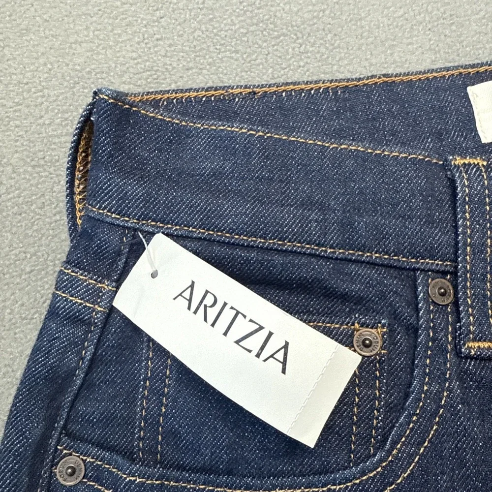 Aritzia Denim Forum Jeans Womens 26 Yoko High Rise Slim Dark Wash Button Fly NWT